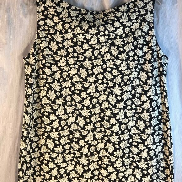 Melissa Rice & Company Black Sheath Dress W/Cream Roses Sleeveless Crew Neck M - Picture 4 of 6